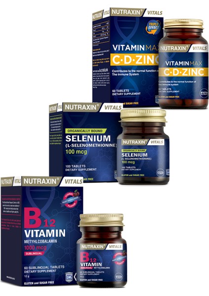 Vitamin Max C- D- Zinc + B12 Vitamin 60 Dilaltı Tablet + Selenium + 1 Adet Saşe