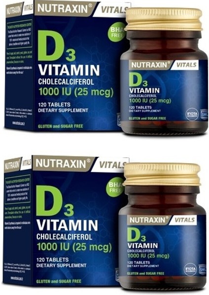 Vitamin ve Mineral Takviyesi - D3 Vitamini 120 Tablet X2 Adet