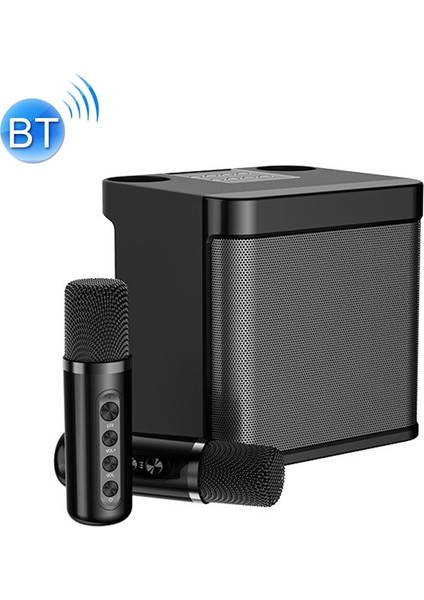 Ys-203 Bluetooth Karaoke Hoparlör Kablosuz Mikrofon Siyah (Yurt Dışından)