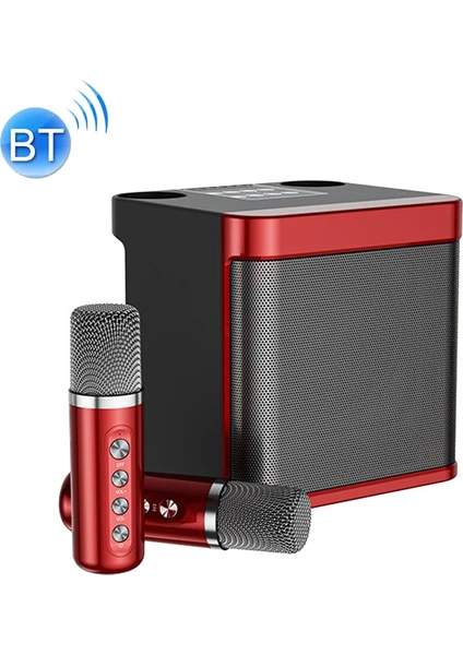 Ys-203 Bluetooth Karaoke Hoparlör Kablosuz Mikrofon Kırmızı (Yurt Dışından)