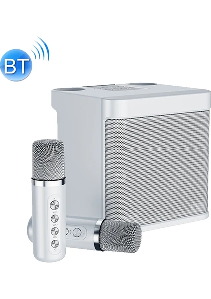 Ys-203 Bluetooth Karaoke Hoparlör Kablosuz Mikrofon Gri (Yurt Dışından)