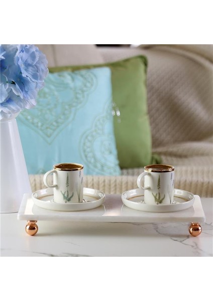 Mermer Beyaz 30 x 15 cm Rose Gold Boncuk Ayak Sunumluk