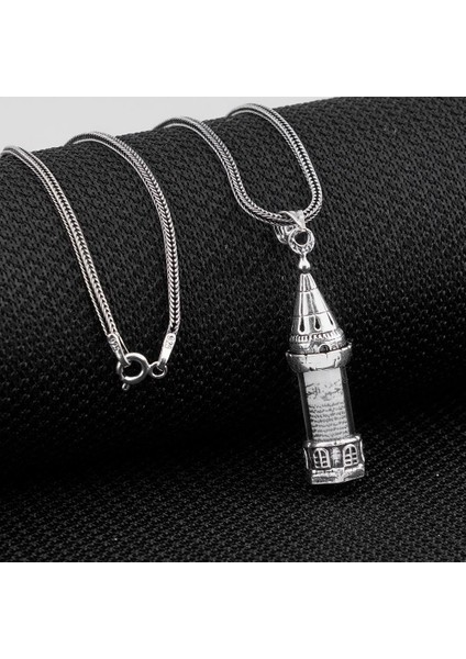 Minare Tasarımlı Cevşeni Kebir Dualı 925 Ayar Gümüş Kolye