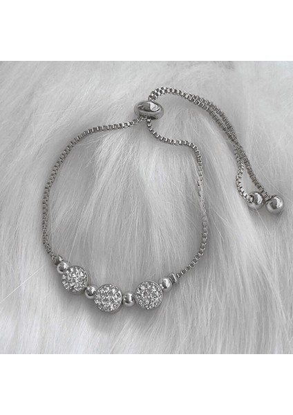 Gümüş Renk Zirkon Taşlı Üçlü Macun Asansör Bileklik - 1035 fiyatları