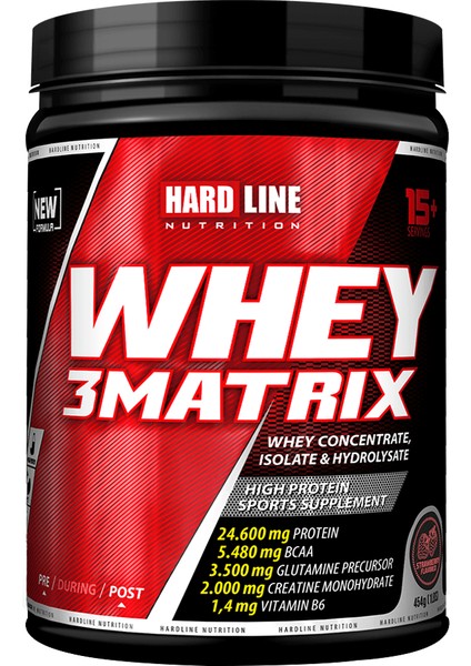 Whey 3matrix 454 gr Çilek Çilekli Protein Tozu Kas Geliştirici