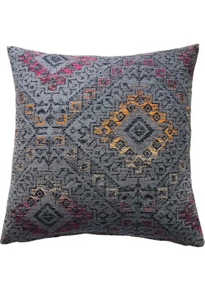 Kilim Desenli Vintage Gri Kırlent Kılıfı 45 x 45 cm.