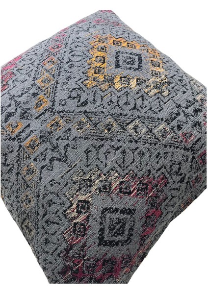 Kilim Desenli Vintage Gri Kırlent Kılıfı 45 x 45 cm.