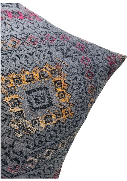 Kilim Desenli Vintage Gri Kırlent Kılıfı 45 x 45 cm.