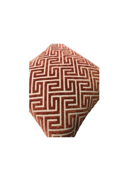 Labirent Desenli Kiremit Kırlent Kılıfı 45 x 45 cm.