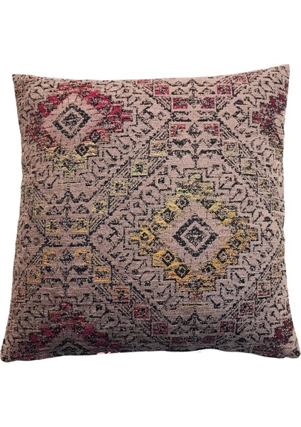 Kilim Desenli Vintage Pembe Kırlent Kılıfı 45 x 45 cm.