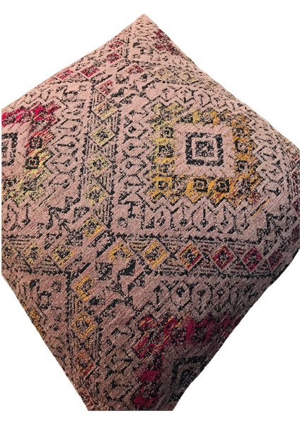 Kilim Desenli Vintage Pembe Kırlent Kılıfı 45 x 45 cm.