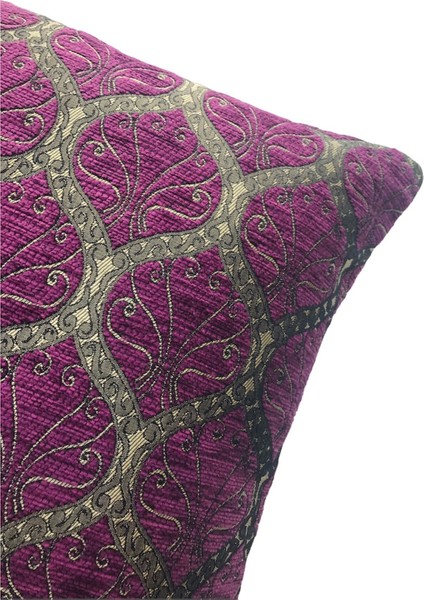 Osmanlı Desenli Mor Kırlent Kılıfı 45 x 45 cm.