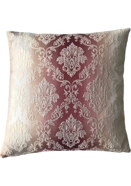 Damask Desenli Kabartmalı Pembe Kırlent Kılıfı 45 x 45 cm.