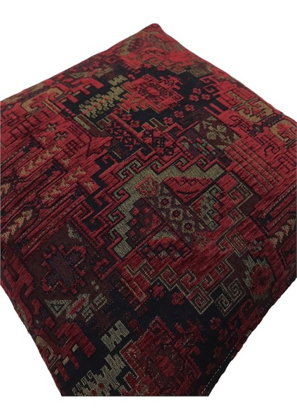 Geometrik Desenli Bordo Kırlent Kılıfı 45 x 45 cm.
