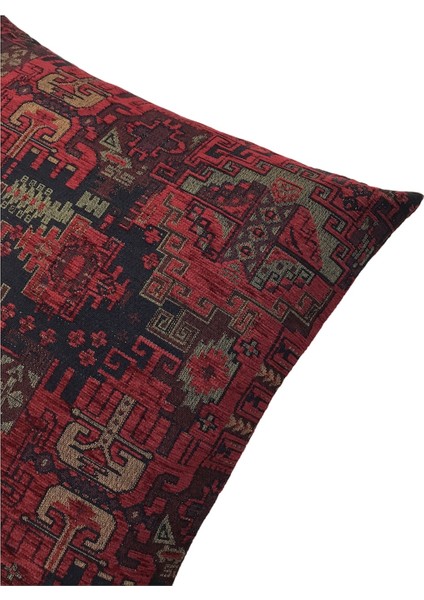 Geometrik Desenli Bordo Kırlent Kılıfı 45 x 45 cm.