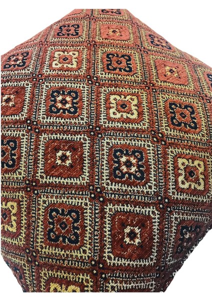 Geometrik Çiçek Desenli Kiremit Kırlent Kılıfı 45 x 45 cm.