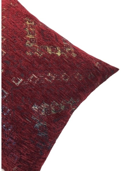 Kilim Desenli Vintage Bordo Kırlent Kılıfı 45 x 45 cm.