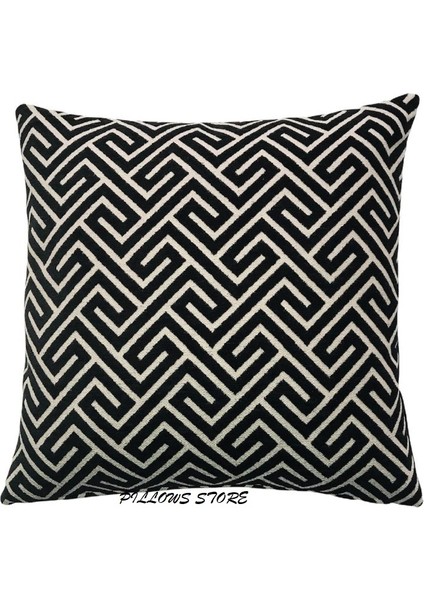 Labirent Desenli Siyah Kırlent Kılıfı 45 x 45 cm.