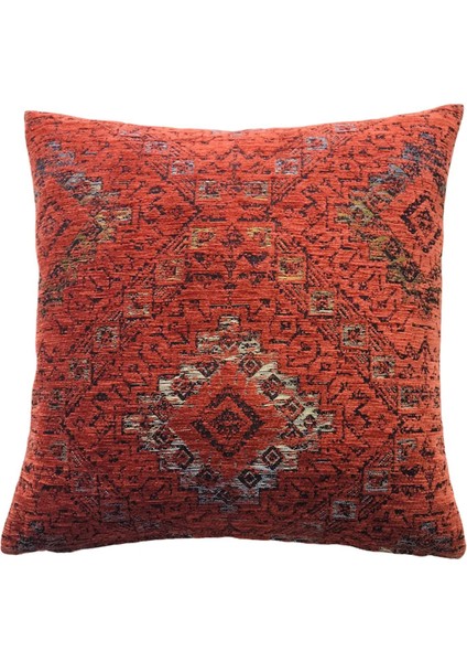 Kilim Desenli Vintage Kiremit Kırlent Kılıfı 45 x 45 cm.