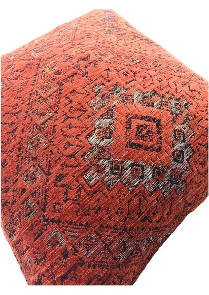 Kilim Desenli Vintage Kiremit Kırlent Kılıfı 45 x 45 cm.