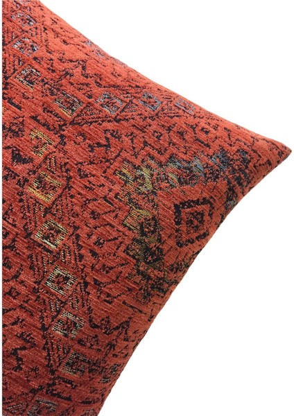 Kilim Desenli Vintage Kiremit Kırlent Kılıfı 45 x 45 cm.