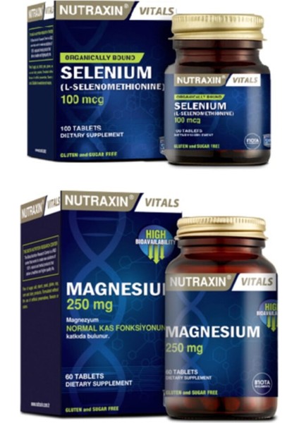 Magnezyum Takviyesi 250 Mg 60 Tablet + Selenyum Takviyesi 100 Mcg 100 Tablet