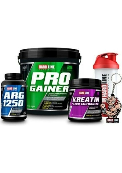 Hardline Progainer 5000 gr Çikolata + Kreatin 300 gr + Arg 1250 Kombinasyonu