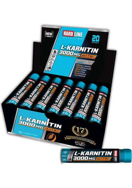 Hardline Nutrition Hardline L-Karnitin Matrix 3000 Mg Şeftali Aromalı 20 Ampül