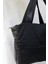Kabartmalı Puf Kumaş Shopper Siyah Kadın Çanta 3