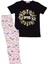 Desenli Kısa Kolu Pantolonlu Kız Çocuk Pijama Takımı, 10 Yaş, Siyah 1