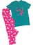 Desenli Kısa Kolu Pantolonlu Kız Çocuk Pijama Takımı, 5 Yaş, Mavi Safir 1