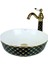 Geometrık Siyah Gold Çanak Lavabo TR-135 1