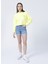 Kapüşonlu Crop Neon Sarı Kadın Sweatshirt - K-Gaia-Y 1