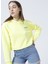 Kapüşonlu Crop Neon Sarı Kadın Sweatshirt - K-Gaia-Y 2