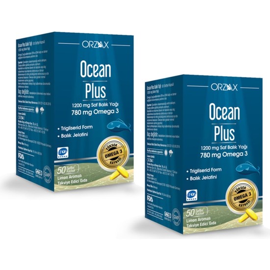 Orzax Ocean Plus 1200 Mg Balık Yağı 50 Kapsül Limon Aromalı X2 Adet