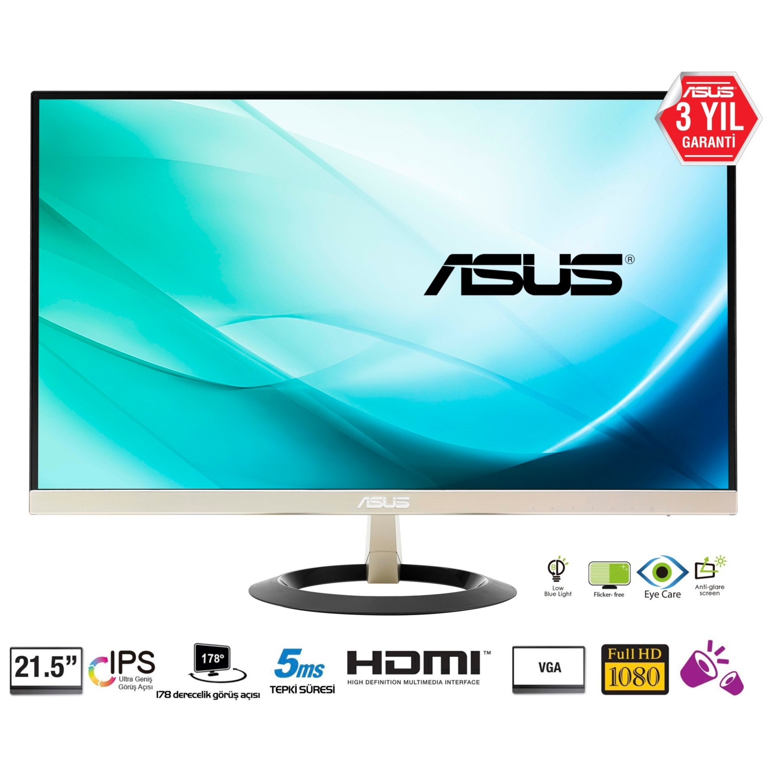 Asus VZ229H 21.5" 5ms (Analog+HDMI) FHD IPS Monitör Fiyatı
