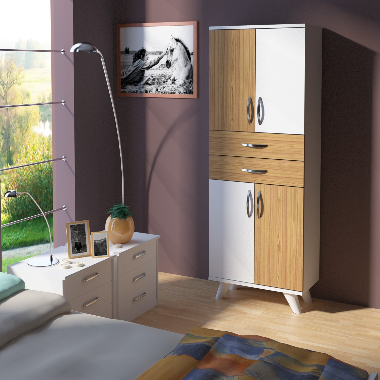 Pegai Nora 4 Kapak 2 Çekmece Yatak Odası Dolabı Fiyatı