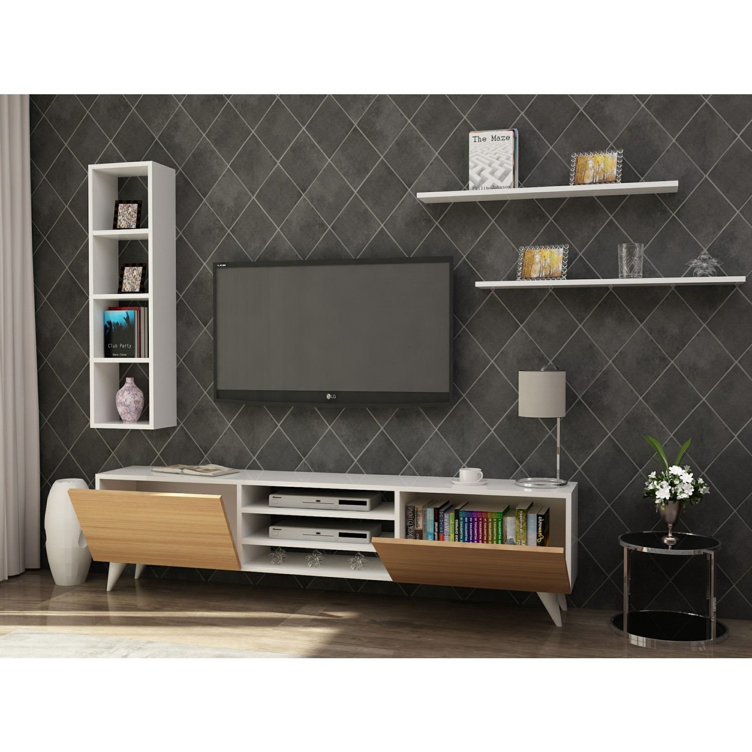Endizayn Lea Tv Ünitesi Beyaz Teak Fiyatı Taksit Seçenekleri