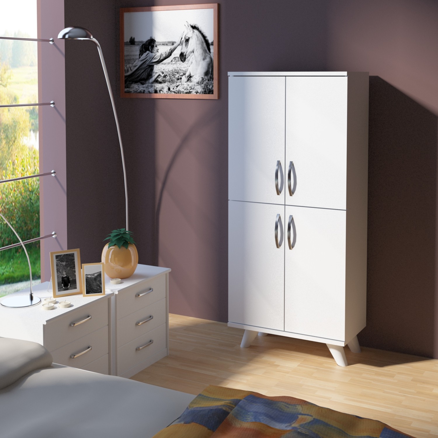 Pegai Nora 4 Kapak Yatak Odası Dolabı Beyaz Y7 Fiyatı