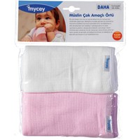 Mycey Çok Amaçlı Örtü / Müslin Kumaş - 2Li Set Pembe&Beyaz
