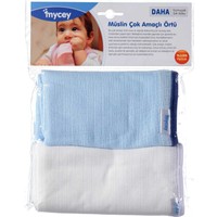 Mycey Çok Amaçlı Örtü / Müslin Kumaş - 2Li Set Mavi&Beyaz