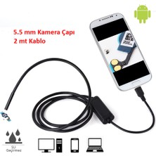 Bluecat Endoskop Boroskop 2 Metre 5.5mm OTG Yılan Kamera + USB