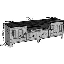 Pasific Home Gazel Country Kapaklı Çekmeceli Tv Ünitesi, 170 Cm