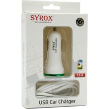 Syrox Micro Usb Kablolu & Usb Çıkışlı 1.0 A Araç Şarj Cihazı