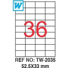 Tanex 52,5 x 33 Mm Laser Etiket Tw-2035