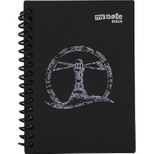 My Note Black Spiralli Deniz Feneri Desenli A6 60 Siyah Yaprak Çizgisiz Defter
