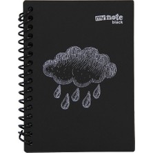 My Note Black Spiralli Bulut Desenli A6 60 Siyah Yaprak Çizgisiz Defter