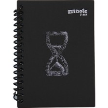 My Note Black Spiralli Kum Saati Desenli A6 60 Siyah Yaprak Çizgisiz Defter