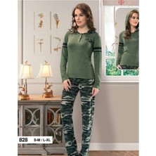 Derya Kurşun 828 Kamuflaj Desenli Kapşonlu Pijama Takım