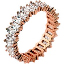 Bella Gloria Baget Taşlı Rose Gümüş Tamtur Yüzük (GA00082)